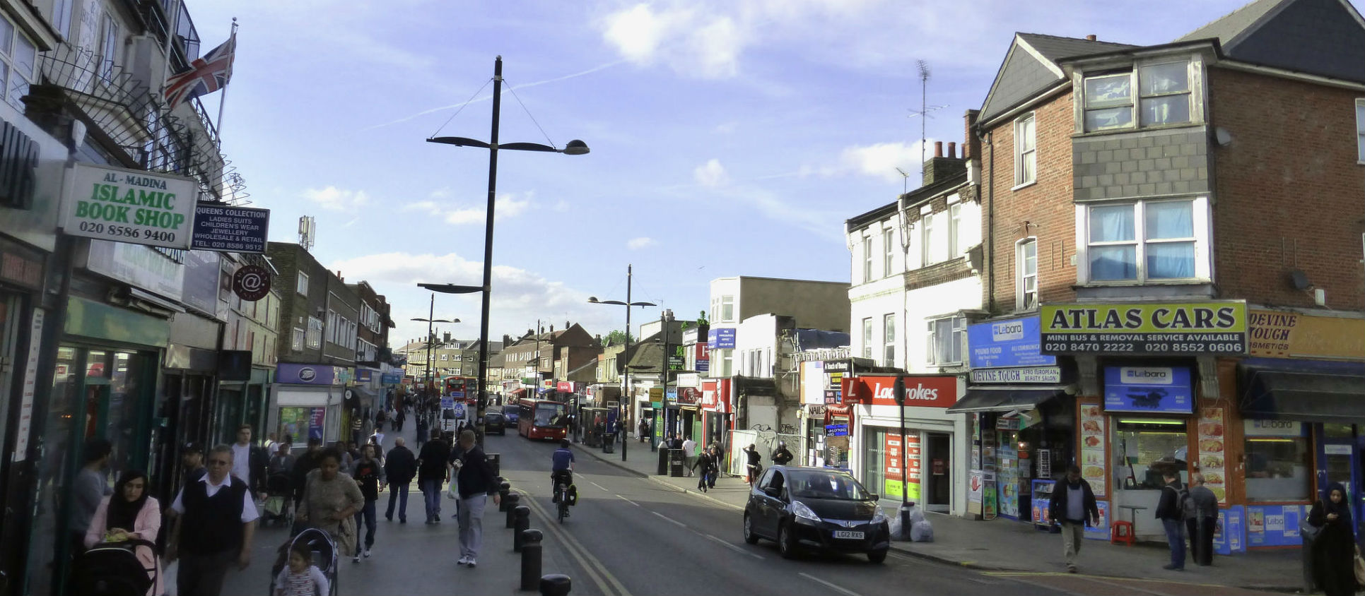 High street in Upton Park, Newham, London