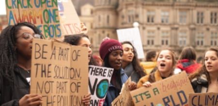 Youth climate strikers on a protest